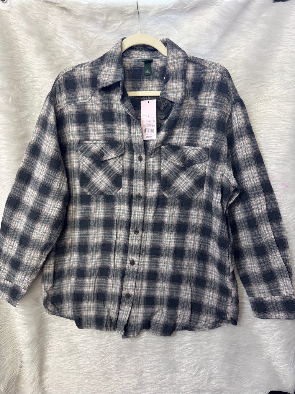 Black & Gray Plaid Button-Up Shirt